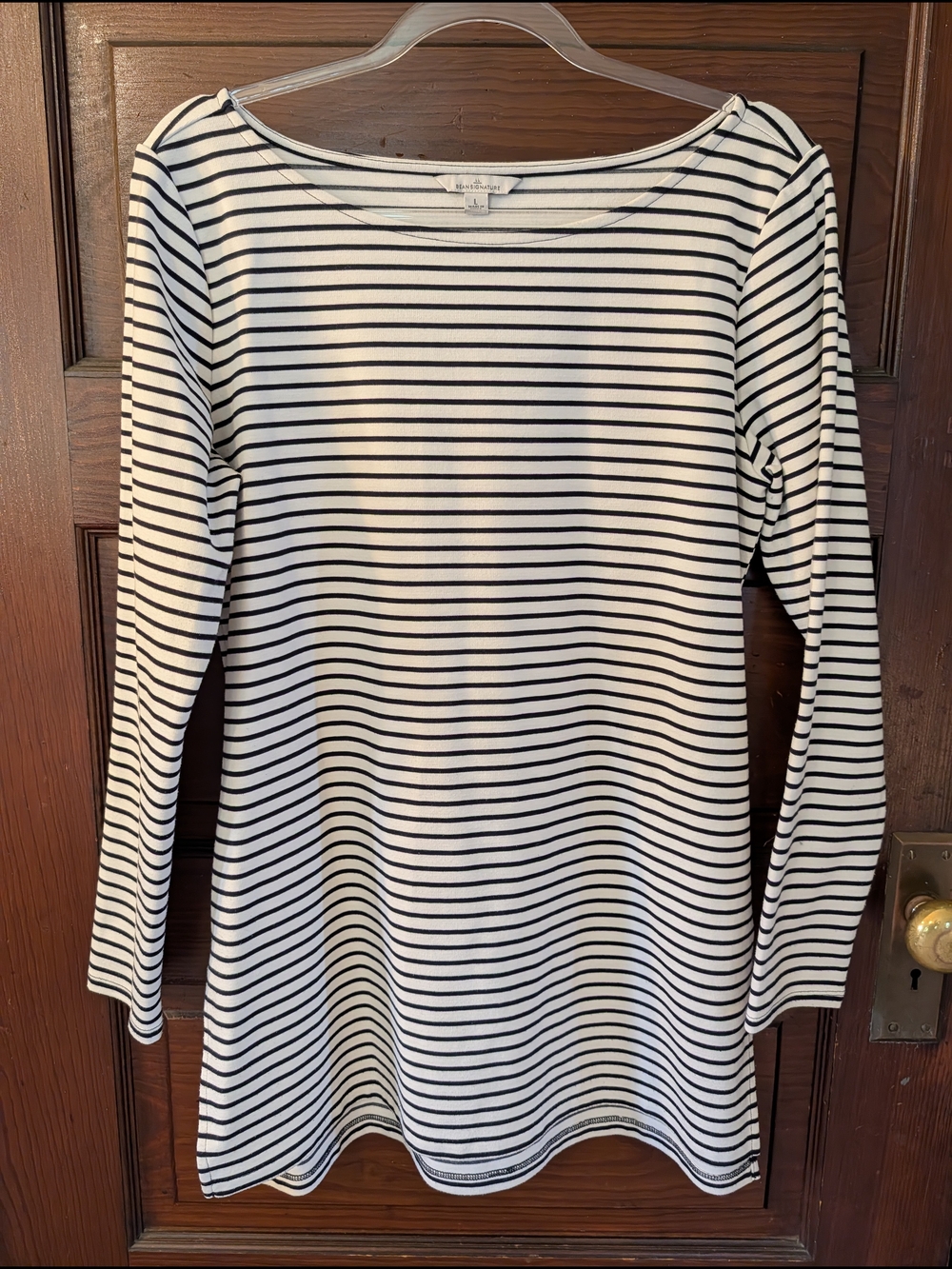 Breton Boatneck Striped Long-Sleeve Nautical Tunic L L Bean L